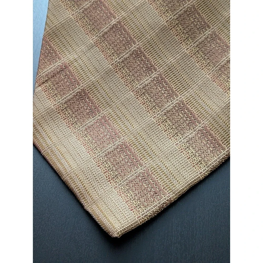 Jhane Barnes Tie Men's Golden Wheat Geometric 100%‎ Silk Necktie New NWT Italy